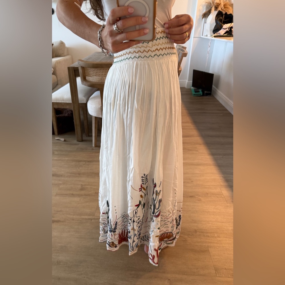 Zara White Embroidered Maxi Skirt XS - Picture 3 of 6